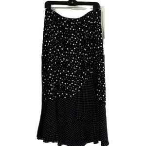 Asymmetrical ruffled black and white maxi skirt